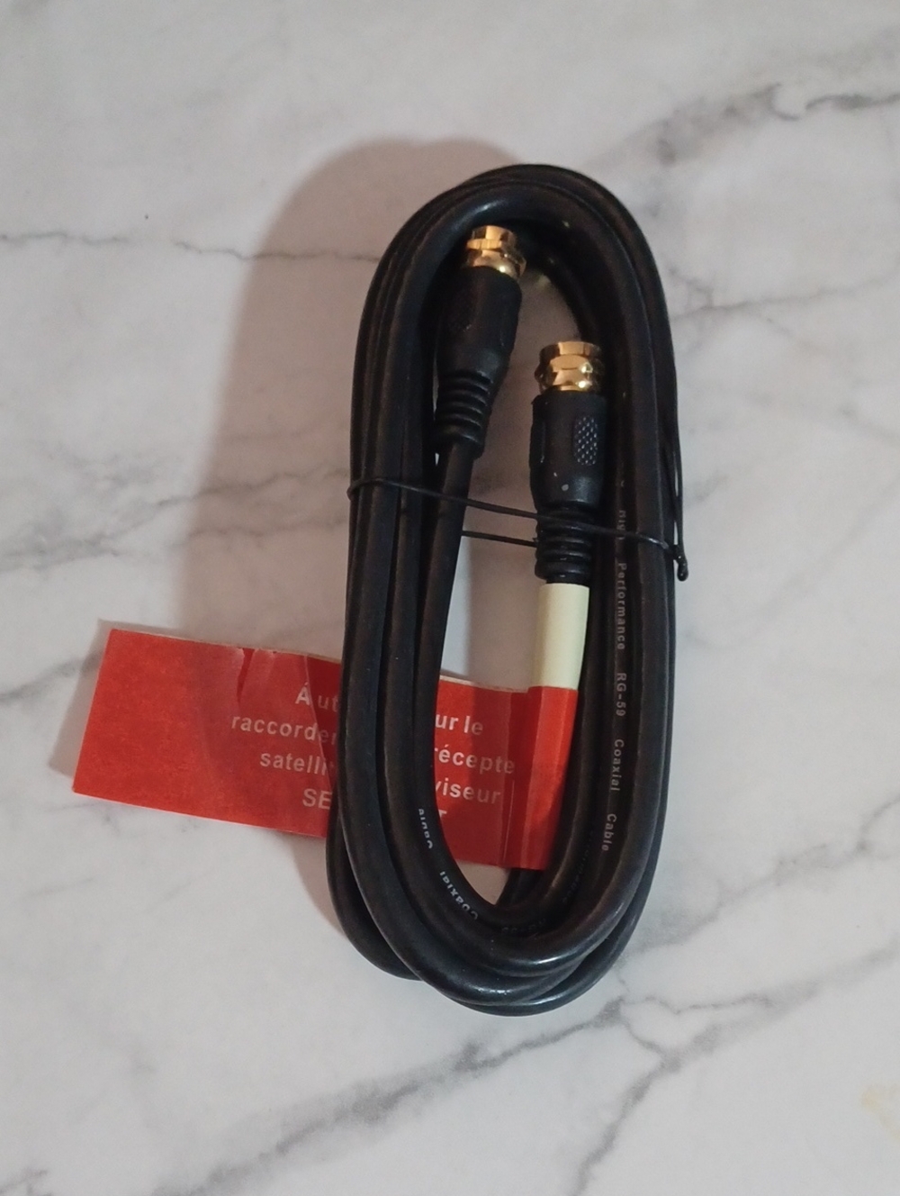 4/$30 New Black Coaxial Cable with Gold-Tone Connectors - Satellite To TV